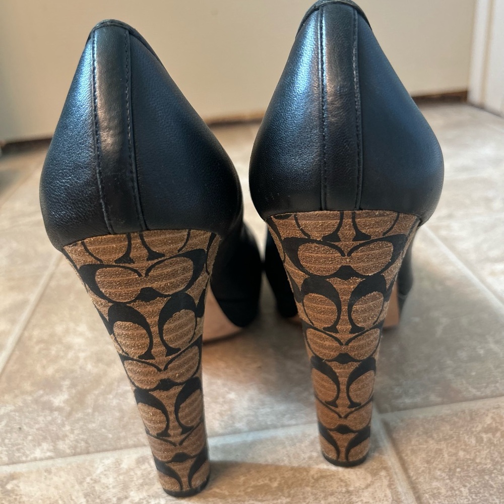 Coach Black Peep-Toe Leather Heels - Picture 3 of 9